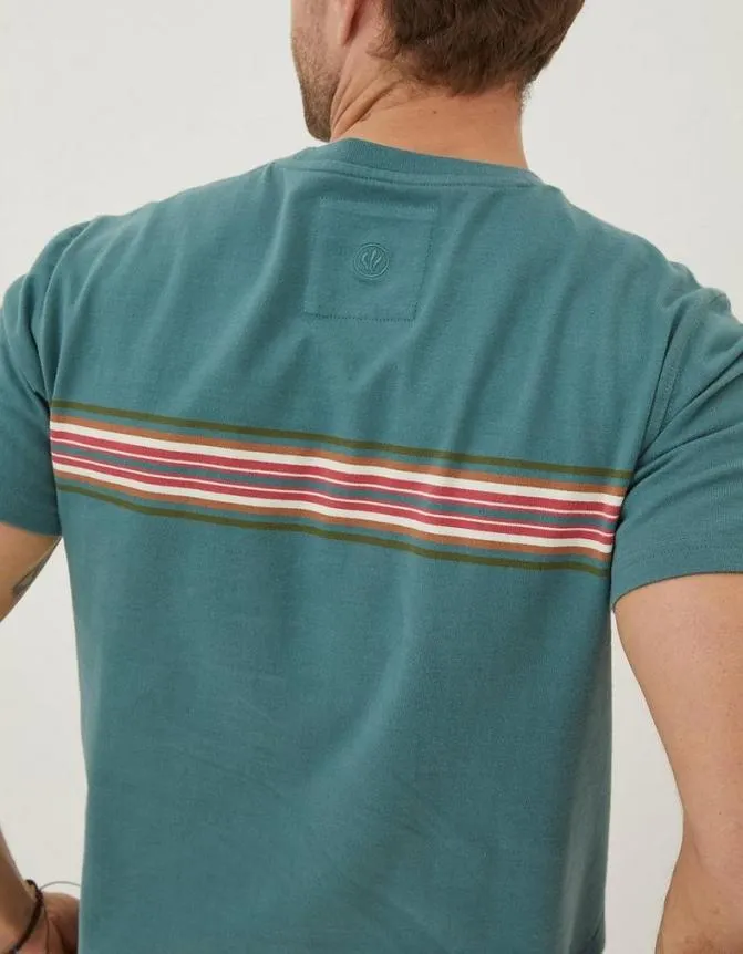 Fatface TShirts West Bay Chest Stripe TShirt Teal Green 8211 Men