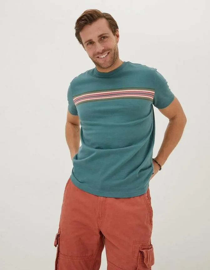 Fatface TShirts West Bay Chest Stripe TShirt Teal Green 8211 Men