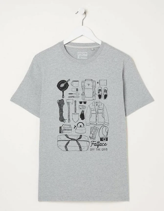 Fatface TShirts Wilderness TShirt Grey Marl 8211 Men
