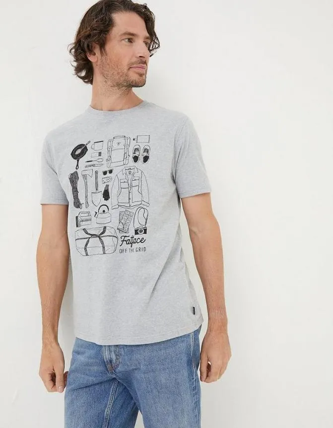 Fatface TShirts Wilderness TShirt Grey Marl 8211 Men