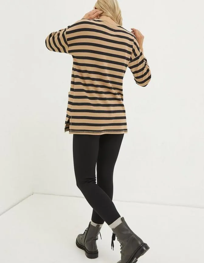 Fatface Tops and TShirts Amari Stripe Tunic Washed Tan 8211 Women