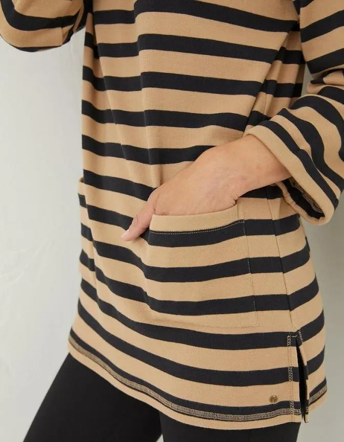 Fatface Tops and TShirts Amari Stripe Tunic Washed Tan 8211 Women