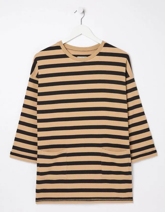 Fatface Tops and TShirts Amari Stripe Tunic Washed Tan 8211 Women