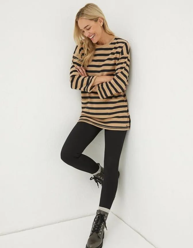 Fatface Tops and TShirts Amari Stripe Tunic Washed Tan 8211 Women