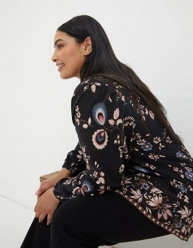 Fatface Tops and TShirts Betty Fall Floral Tunic Black 8211 Women