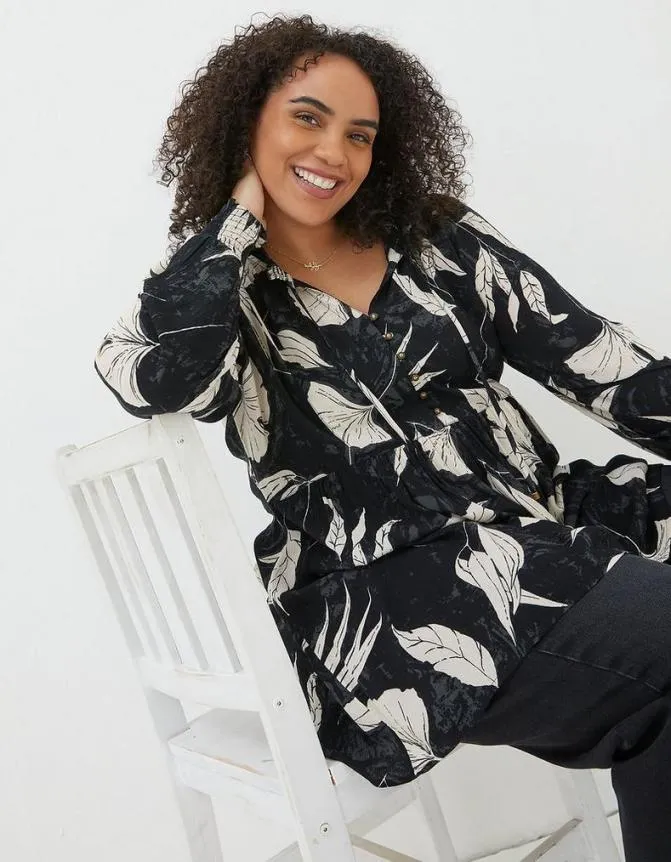 Fatface Tops and TShirts Gerry Twilight Leaves Tunic Black 8211 Women