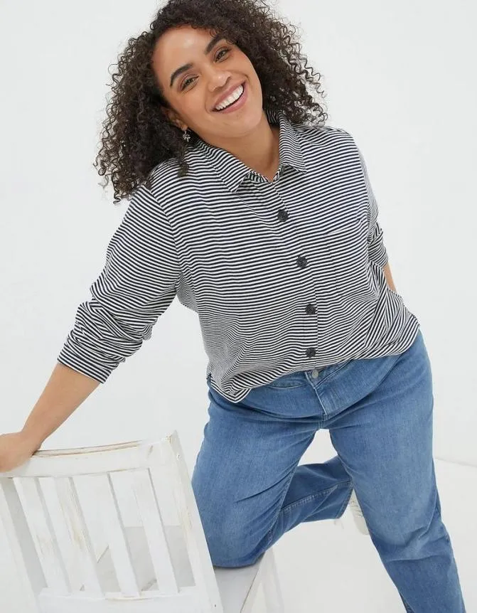 Fatface Tops and TShirts Jess Stripe Jersey Shirt Navy 8211 Women