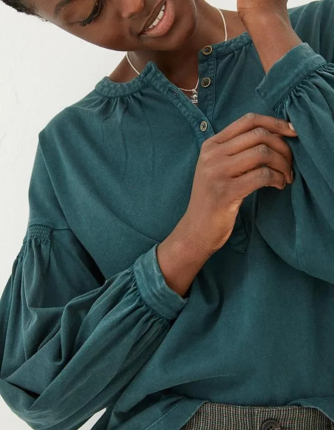 Fatface Tops and TShirts Keira Henley Top Teal Green 8211 Women
