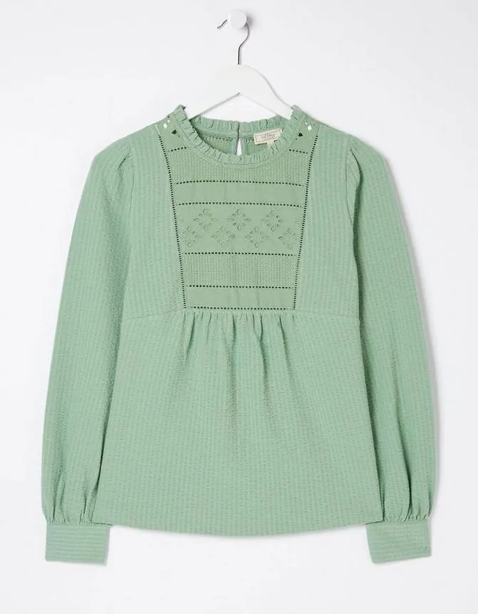 Fatface Tops and TShirts Liza Broderie Top Sage Green 8211 Women