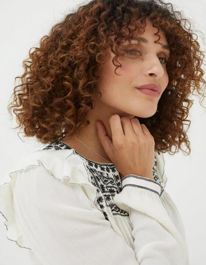 Fatface Tops and TShirts Martha Embroidered Top Ivory 8211 Women