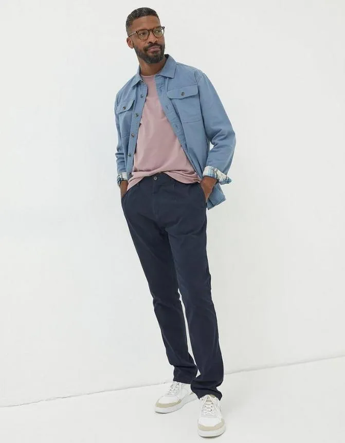 Fatface Trousers and Chinos Pleated Chino Trousers Navy 8211 Men