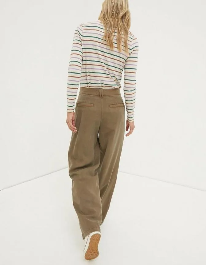 Fatface Trousers and Leggings Blake Wide Leg Drape Trouser Khaki Green 8211 Women