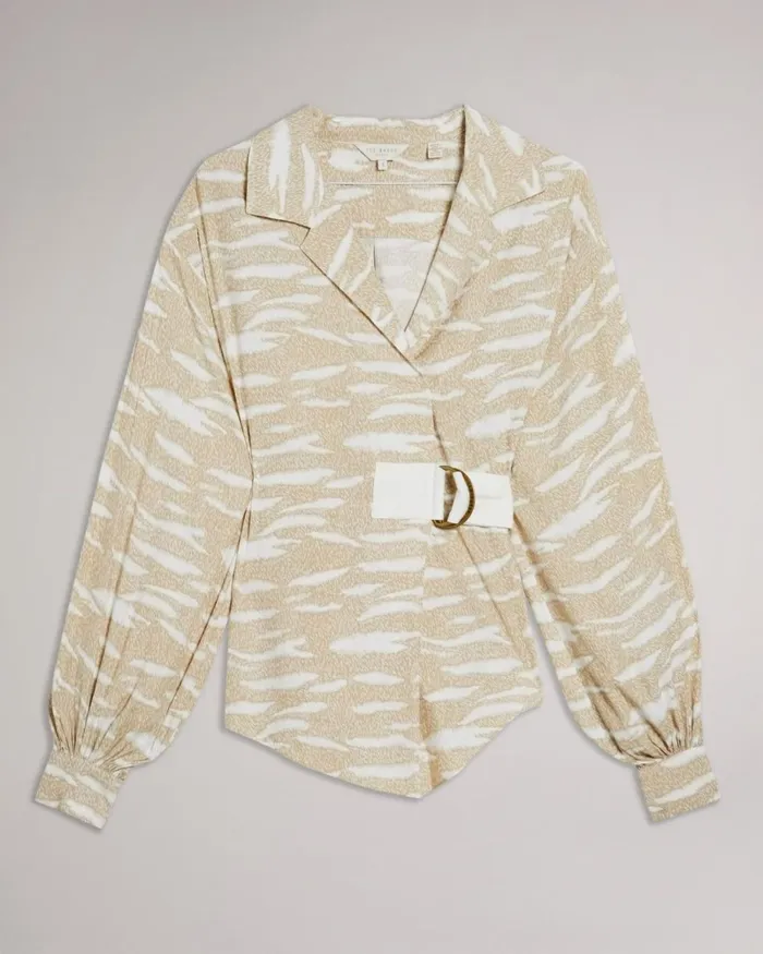 Faux Wrap Front Top With DRings Camel Women Ted Baker Tops and TShirts
