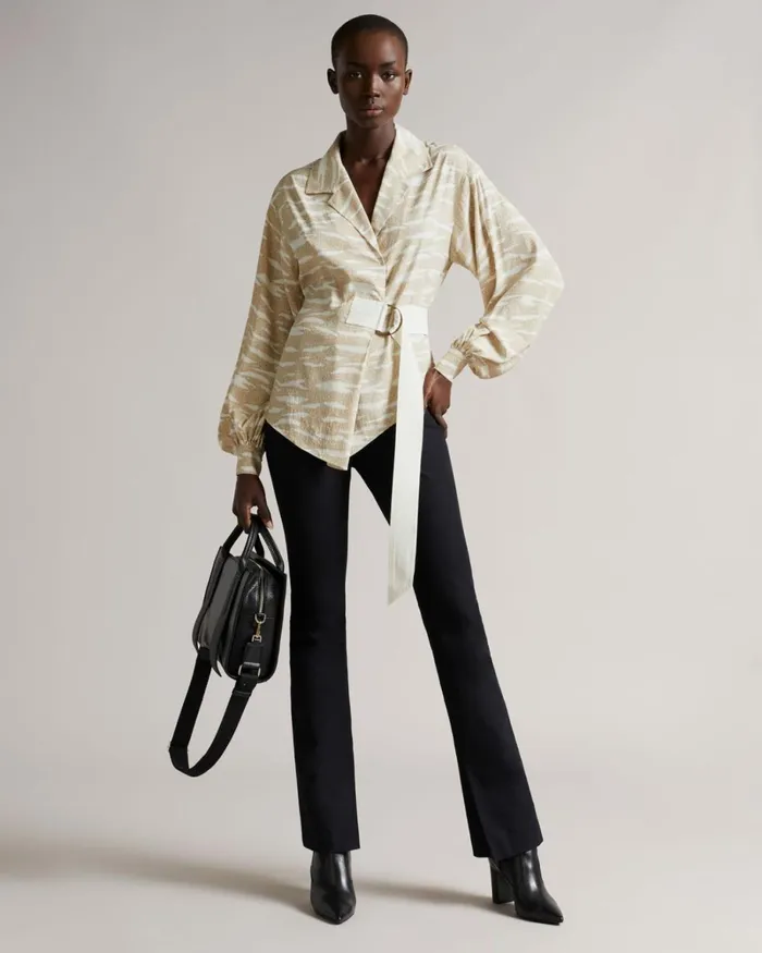 Faux Wrap Front Top With DRings Camel Women Ted Baker Tops and TShirts Faux Wrap Front Top With DRings Camel Women Ted Baker Tops and TShirts