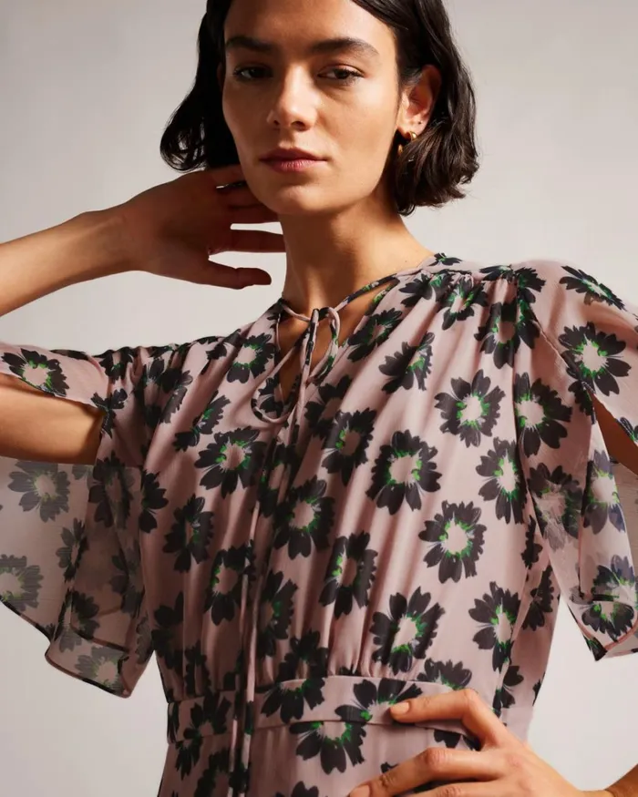 Fit And Flare Tiered Mini Dress Pink Women Ted Baker Clothing