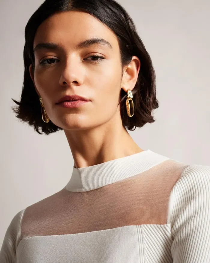 Fitted Knit Top White Women Ted Baker Clothing Fitted Knit Top White Women Ted Baker Clothing