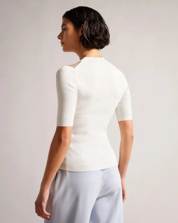 Fitted Knit Top White Women Ted Baker Clothing Fitted Knit Top White Women Ted Baker Clothing