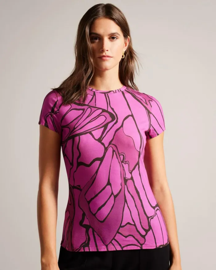 Fitted TShirt Bright Pink Women Ted Baker Clothing Fitted TShirt Bright Pink Women Ted Baker Clothing