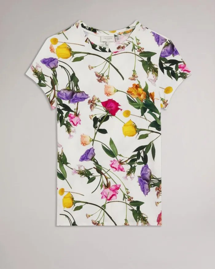 Fitted TShirt With Twist Neck White Women Ted Baker Clothing