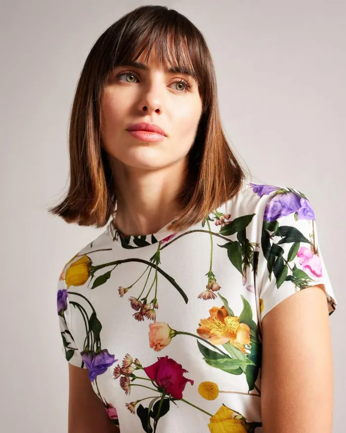 Fitted TShirt With Twist Neck White Women Ted Baker Clothing Fitted TShirt With Twist Neck White Women Ted Baker Clothing
