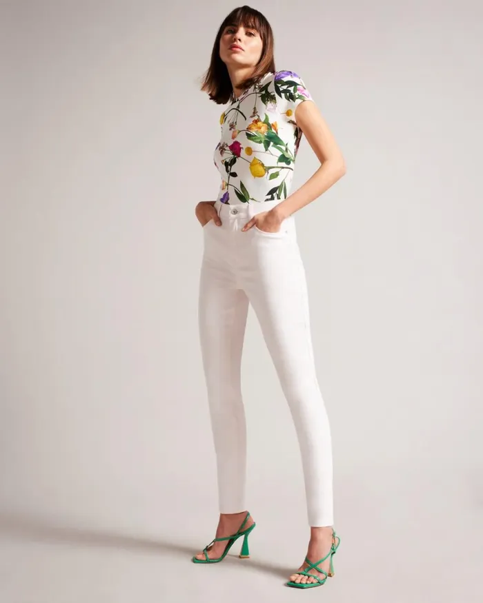 Fitted TShirt With Twist Neck White Women Ted Baker Clothing Fitted TShirt With Twist Neck White Women Ted Baker Clothing