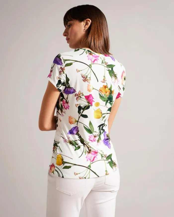 Fitted TShirt With Twist Neck White Women Ted Baker Clothing Fitted TShirt With Twist Neck White Women Ted Baker Clothing