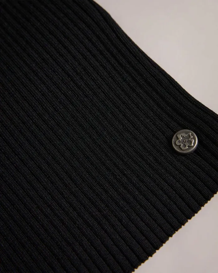 Fitted Top With Frill Neck Detail Black Women Ted Baker Clothing Fitted Top With Frill Neck Detail Black Women Ted Baker Clothing