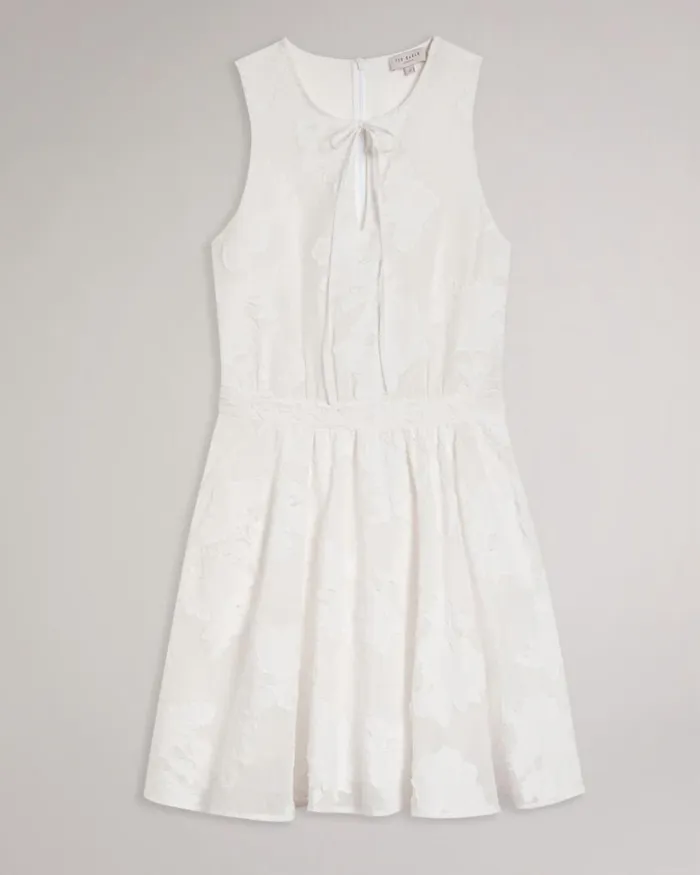 Flippy Mini Dress With Neck Tie White Women Ted Baker Dresses