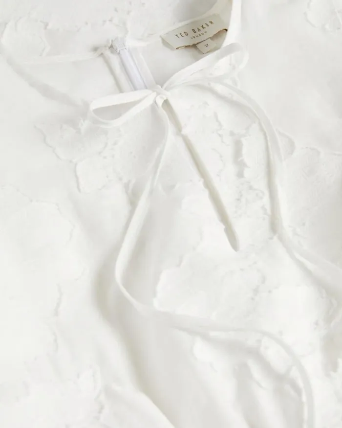 Flippy Mini Dress With Neck Tie White Women Ted Baker Dresses Flippy Mini Dress With Neck Tie White Women Ted Baker Dresses