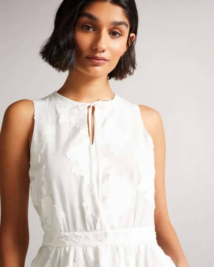 Flippy Mini Dress With Neck Tie White Women Ted Baker Dresses Flippy Mini Dress With Neck Tie White Women Ted Baker Dresses