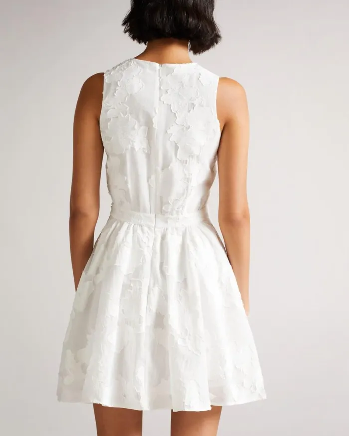 Flippy Mini Dress With Neck Tie White Women Ted Baker Dresses Flippy Mini Dress With Neck Tie White Women Ted Baker Dresses