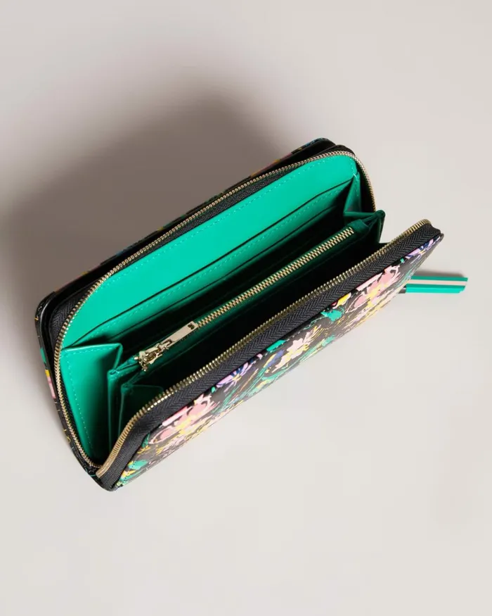 Flirty Texture Magnolia Large Zip Purse Black Women Ted Baker Wallets and Card Holders Flirty Texture Magnolia Large Zip Purse Black Women Ted Baker Wallets and Card Holders