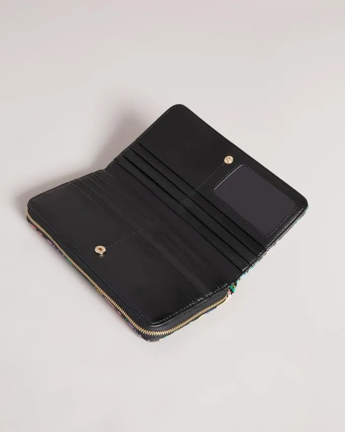 Flirty Texture Magnolia Large Zip Purse Black Women Ted Baker Wallets and Card Holders