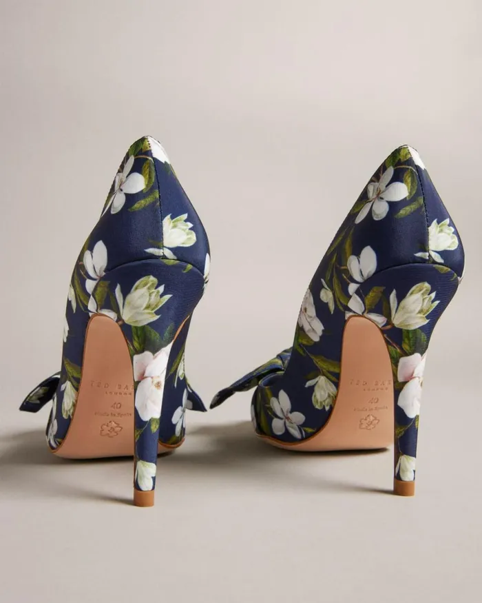 Floral Bow Court Heels Navy Women Ted Baker Heels