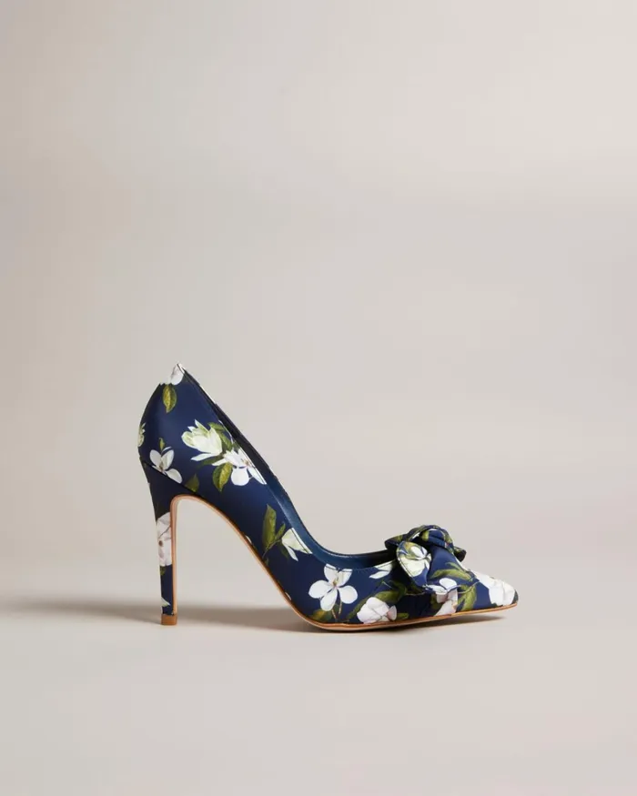 Floral Bow Court Heels Navy Women Ted Baker Heels Floral Bow Court Heels Navy Women Ted Baker Heels