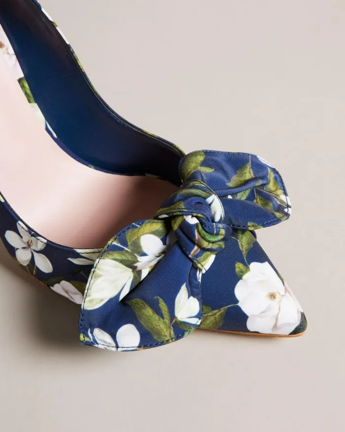 Floral Bow Court Heels Navy Women Ted Baker Heels Floral Bow Court Heels Navy Women Ted Baker Heels