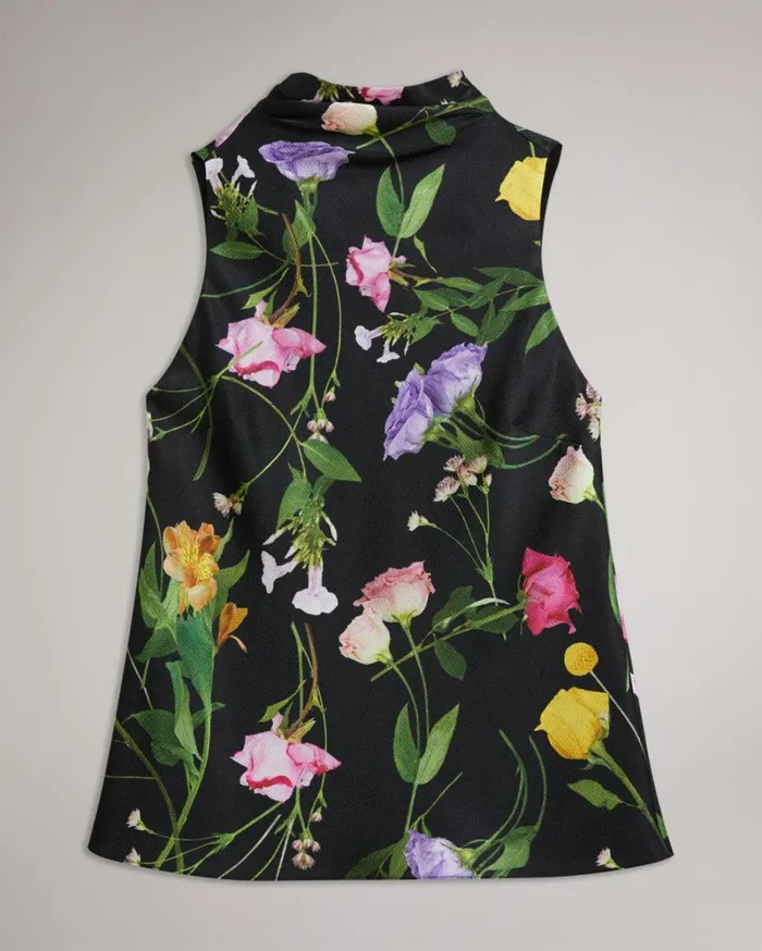 Floral Cowl Neck Top Black Women Ted Baker Clothing