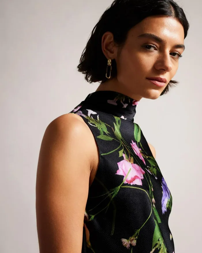 Floral Cowl Neck Top Black Women Ted Baker Clothing