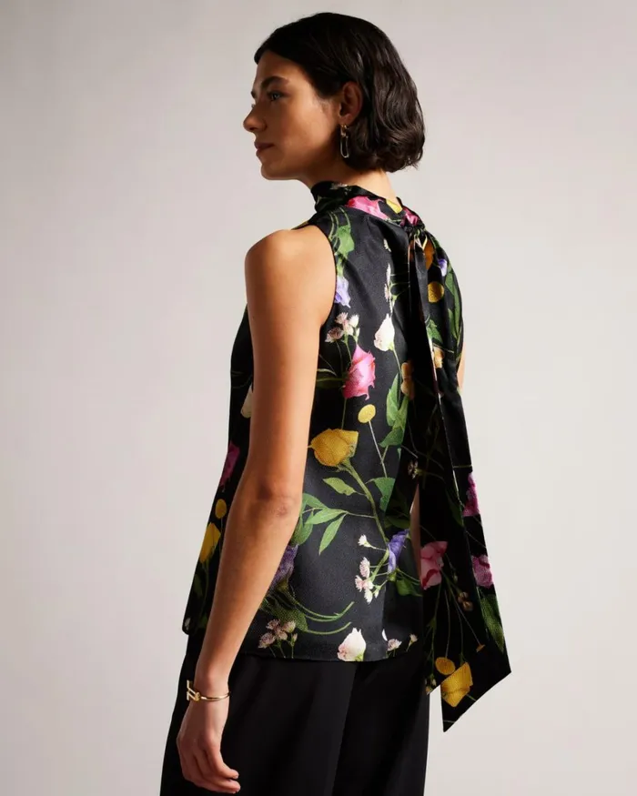 Floral Cowl Neck Top Black Women Ted Baker Clothing