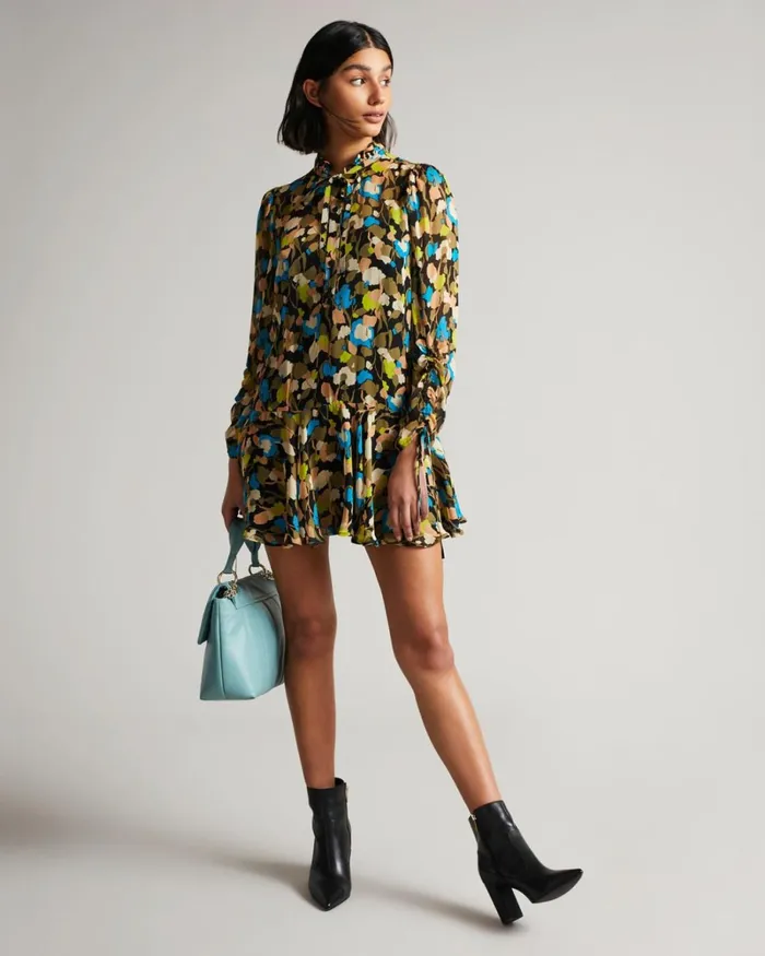 Floral Droppedwaist Mini Dress Black Women Ted Baker Dresses Floral Droppedwaist Mini Dress Black Women Ted Baker Dresses