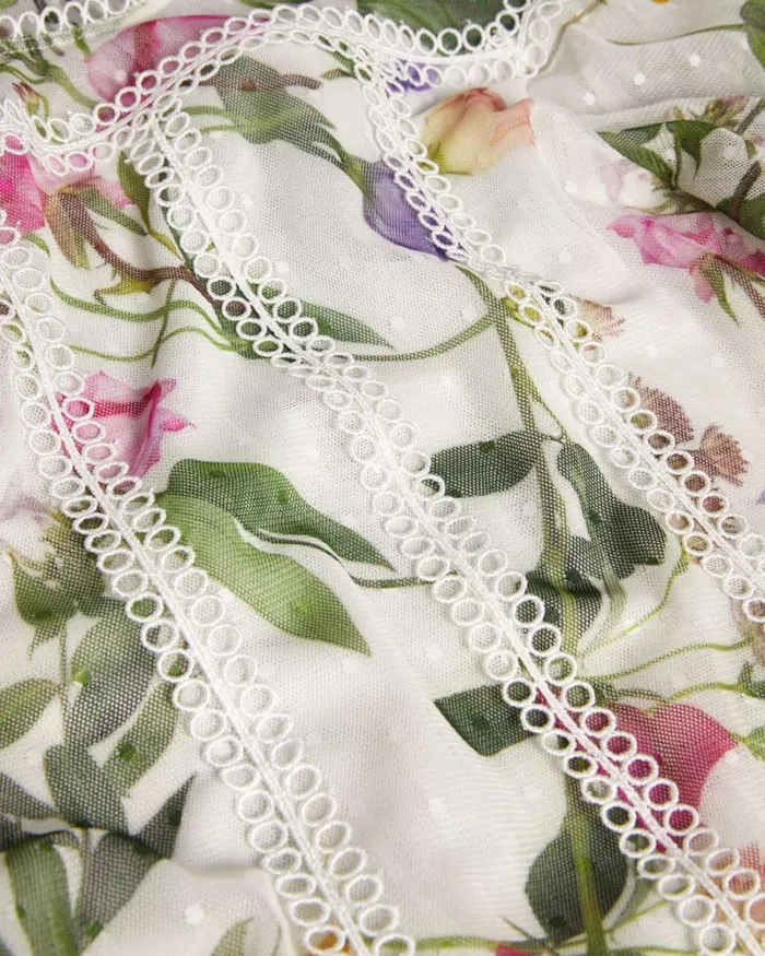 Floral High Neck Top With Lace Details White Women Ted Baker Clothing Floral High Neck Top With Lace Details White Women Ted Baker Clothing