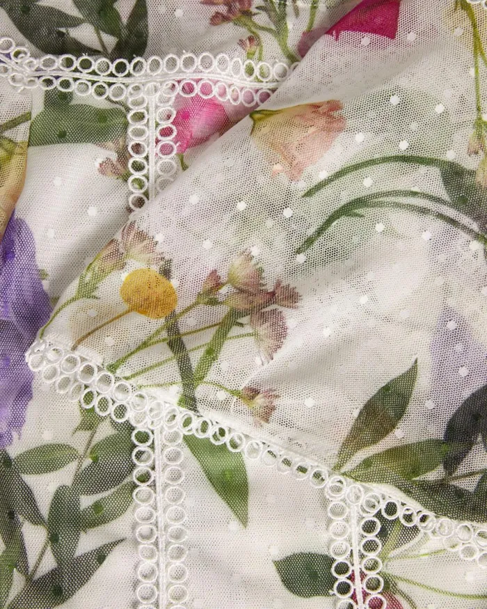 Floral High Neck Top With Lace Details White Women Ted Baker Clothing Floral High Neck Top With Lace Details White Women Ted Baker Clothing