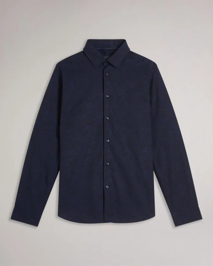 Floral Jacquard Shirt Navy Men Ted Baker Clothing