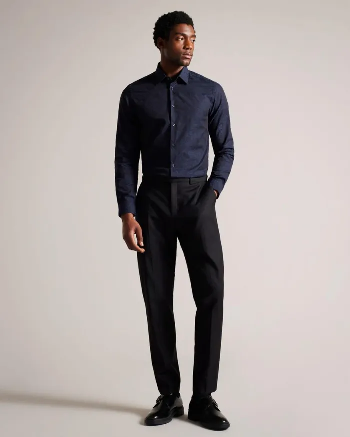 Floral Jacquard Shirt Navy Men Ted Baker Clothing Floral Jacquard Shirt Navy Men Ted Baker Clothing