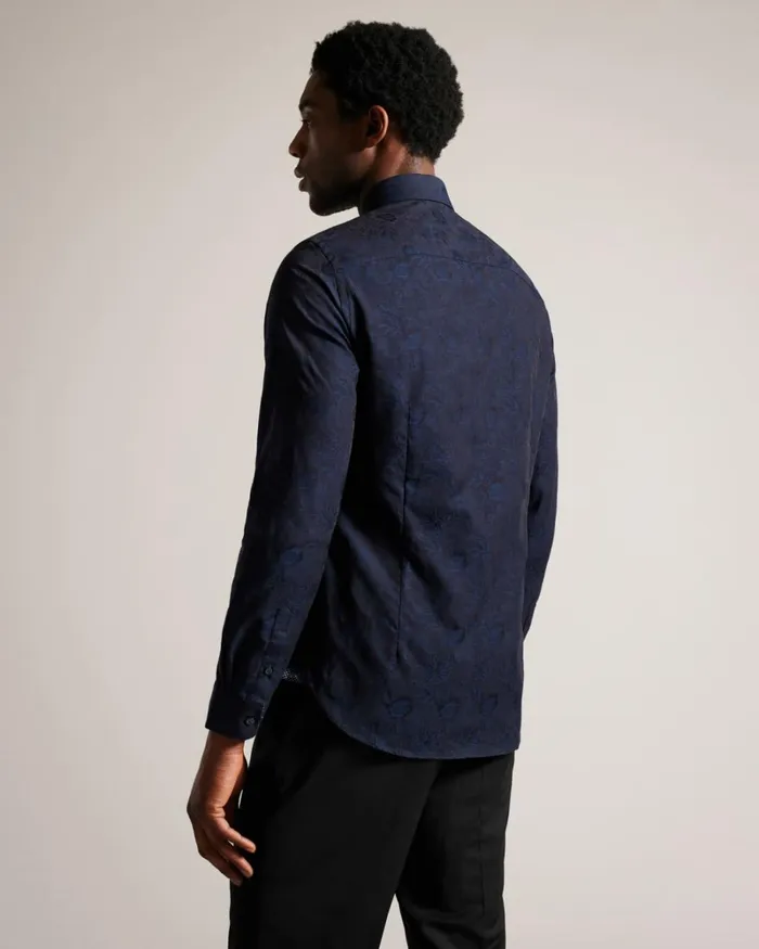 Floral Jacquard Shirt Navy Men Ted Baker Clothing Floral Jacquard Shirt Navy Men Ted Baker Clothing