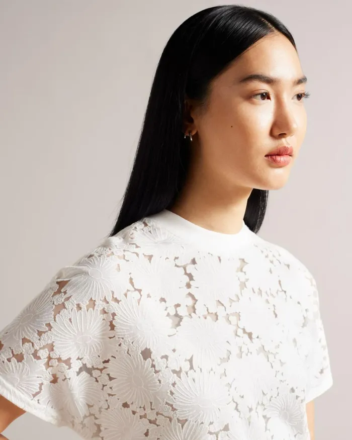 Floral Lace Relaxed TShirt White Women Ted Baker Clothing