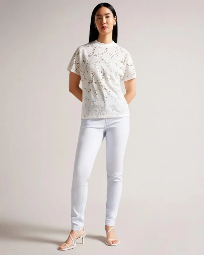 Floral Lace Relaxed TShirt White Women Ted Baker Clothing