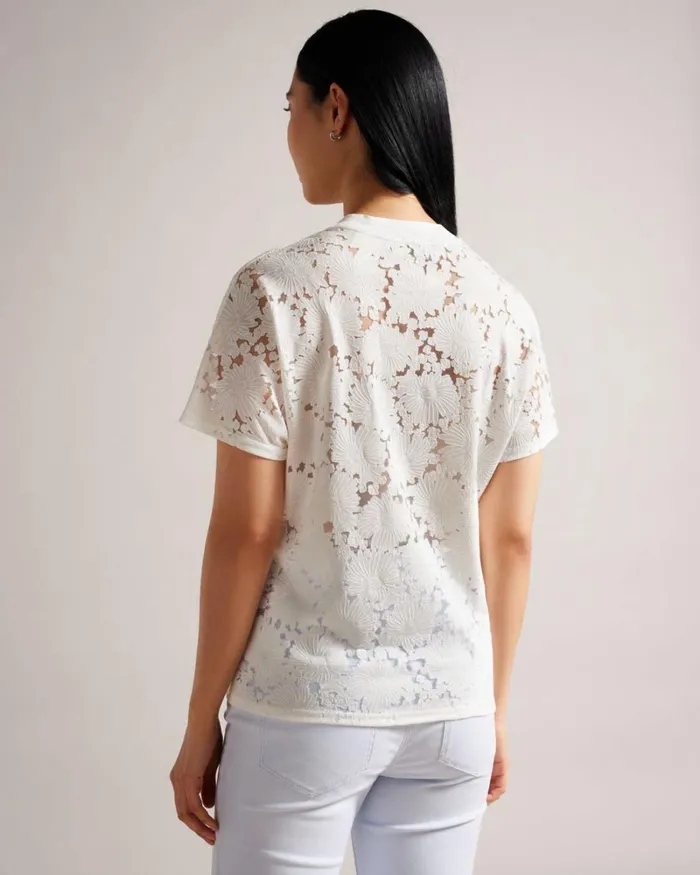 Floral Lace Relaxed TShirt White Women Ted Baker Clothing