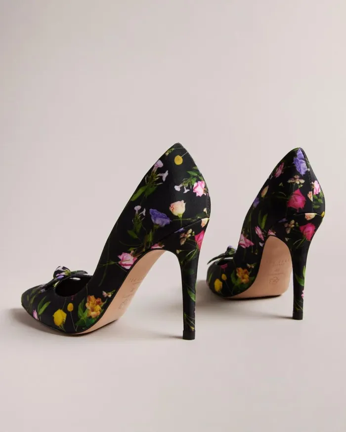 Floral Print Bow Court Heels Black Women Ted Baker Heels