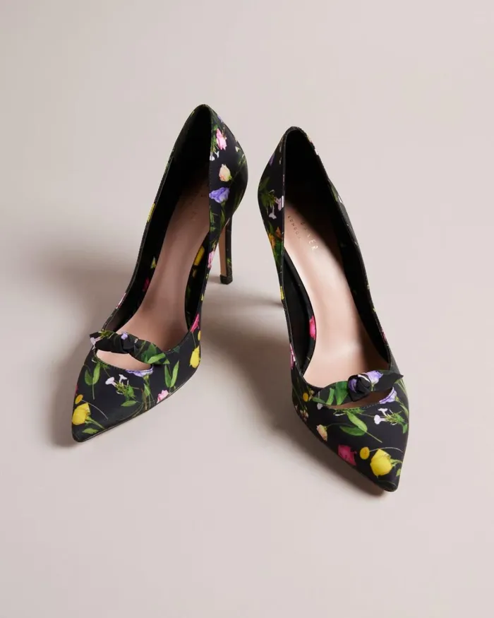 Floral Print Bow Court Heels Black Women Ted Baker Heels Floral Print Bow Court Heels Black Women Ted Baker Heels